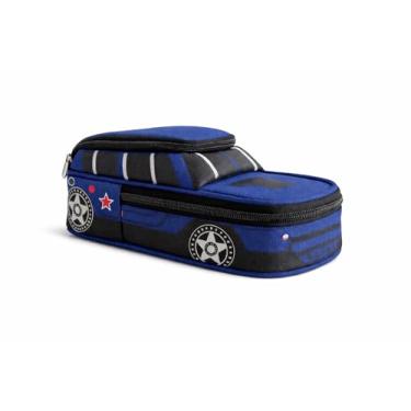 Imagem de Estojo De Lápis Escolar De Carrinho, Carros, Duplo, 3d. Azul Carrinho