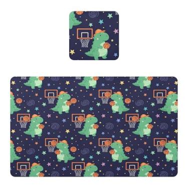 Imagem de Burbuja Jogo americano de dinossauro, conjunto de 4 para mesa de jantar, tapetes de mesa de PVC à prova d'água, antiderrapantes, resistentes ao calor, fáceis de limpar, 30 x 45 cm