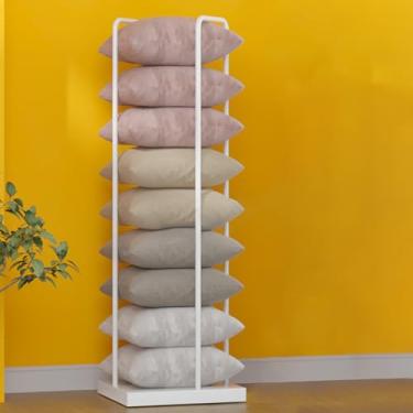 Imagem de Suporte de exibição de travesseiro organizador de almofadas de metal para casa prateleira de torre, suporte de exibição de colcha de travesseiro de varejo para lojas de roupas de shopping