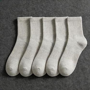 Imagem de Meias femininas antibolinhas perfumadas, 100% algodão, pacote com 5, cinza cânhamo, para outono e inverno