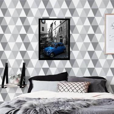 Imagem de Quadro Decorativo Fotografia Carro Retrô Azul 45X34Cm