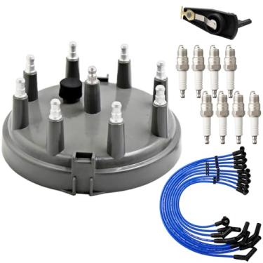 Imagem de MOAUTO Tampa do distribuidor de ignição e rotor e velas de ignição com kit de ajuste 671-8085 FD168T compatível com Ford Bronco F-150 F-250 1994-1996 5.0L V8