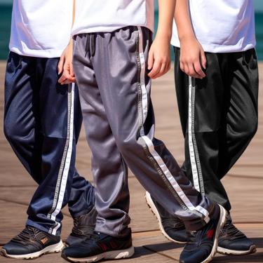 Imagem de Kit 3 Calça Infantil Esporte Uniforme Escola Tecido Helanca Flanelada-Masculino