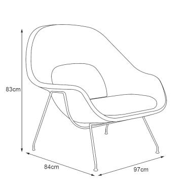 Imagem de Poltrona Womb Chair Sem Puff Base Preta Linho Bege