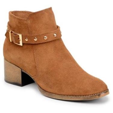 Imagem de Bota Feminina Chelsea Cano Curto 100% Couro Camurça Legítimo Salto Médio Parra Boots-Feminino