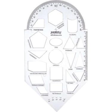 Imagem de Régua Plástica Geometria Gabarito Cristal 10unid - Waleu