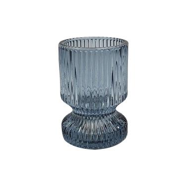 Imagem de Castiçal Porta-Vela Decorativo em Vidro Azul 6x8cm BH0336 BTC