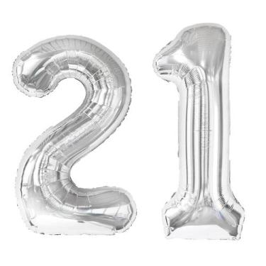 Imagem de Balão Kelfuoya Número 21 Prateado 40" Jumbo de Alumínio