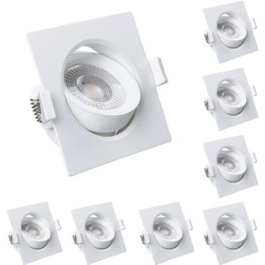 Imagem de Kit 8 Spot LED Direcionável Quadrado 3W Bivolt Direcional 3000K  Luz a