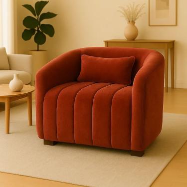 Imagem de Poltrona Decorativa Lilian Veludo Terracota SJ Móveis e Decoração