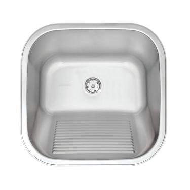 Imagem de Tanque de Encaixe Hera 25L 40x40CM de Sobrepor em Aço Inox Acetinado com Esfregador Inc...