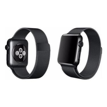 Imagem de Pulseira de Aço Milanese Loop para Watch 44mm e 42mm - Preto - worldwi