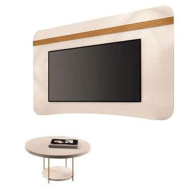 Imagem de Painel Suspenso Armony Off White Cinamomo Com Mesa De Centro Sky Off White - Hb Móveis