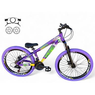 Imagem de Bicicleta Aro 26 Vikingx Tuff Freeride Downhill Freio Hidráulico 21v Alumínio Aros Vmaxx Pneu Flame-Unissex