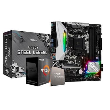 Imagem de Kit Upgrade AMD Ryzen 7 5700X, Placa mãe B450M AM4