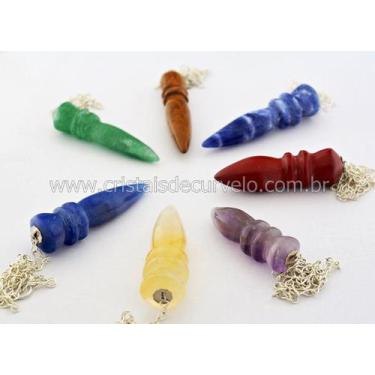 Imagem de Kit de 7 Pêndulos Egípcios com Cores dos Chakras em Pedra Natural - Cr