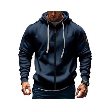 Imagem de Moletom Masculino Slim Fit Com Capuz E Zíper, Manga Longa, Design Casu