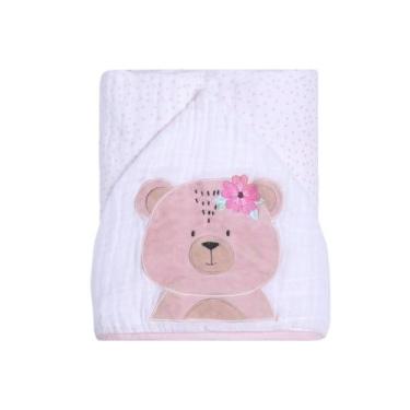 Imagem de Toalha de Banho Bebê Soft Fralda com capuz bordado Papi Friends 90cm x