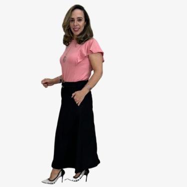 Imagem de Saia Midi Evasê Alfaiataria Linho Evangélica - Deluthi, GG