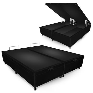 Imagem de Box Baú Max Ultra 203CM King Size Suede com Estrutura em MDF Preto Maxispuma