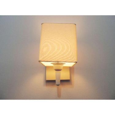 Imagem de Arandela Quadrada Branco em Tecido 14x14 Algodão Crú Bivolt