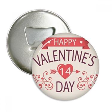 Imagem de Vermelho Happy Valentine's Day 14 coração flecha abridor de garrafas ímã de geladeira emblema multifuncional