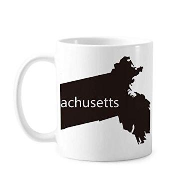 Imagem de Massachusetts Caneca com contorno do mapa dos EUA cerâmica xícara de porcelana de café louça