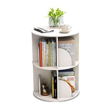 Imagem de KIZQYN Estante giratória estante de livros piso simples 2 camadas suporte de exibição para casa sala de estar mesa lateral mesa de centro estante (cor: ouro)