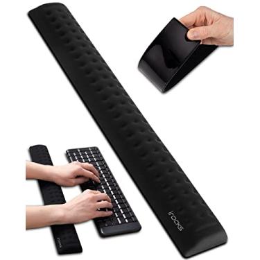 Imagem de i-Rocks Descanso de pulso para teclado de espuma viscoelástica – base de borracha antiderrapante que reduz a dor, suporte para descanso de pulso – teclado ergonômico refrescante para laptop e