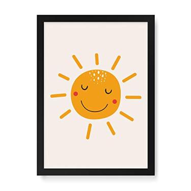 Imagem de Arte Maníacos Quadro Decorativo Sol Sorriso - 23x16,25cm (Moldura caixa em laca preta)