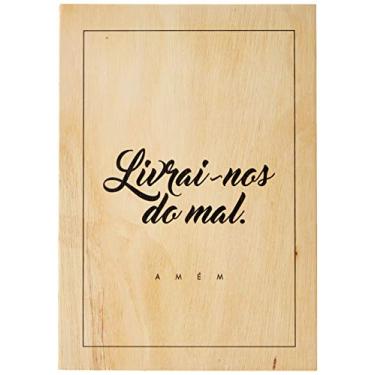 Imagem de Arte Maníacos Quadro Decorativo em Madeira Livrai-nos do Mal Amém - 32,5x23cm