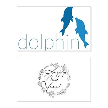 Imagem de Cartão de felicitações Blue Ocean Docile com dois golfinhos e mensagem de abençoar presente