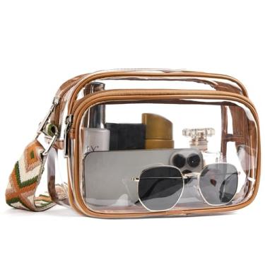 Imagem de BOSTANTEN Bolsa transparente para mulheres, aprovada por estádios, bolsas transparentes, pequena bolsa transversal moderna para shows, eventos esportivos, Z04 - Marrom, Small, Bolsas transparentes