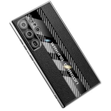 Imagem de Lunivop Capa para Samsung Galaxy s24 Ultra com moldura TPU fibra de carbono e couro traseiro [capa dura] Funda de silicone fino para S 24 Ultra 6,8 '' 5G 2024 à prova de choque luxo melhor capas de