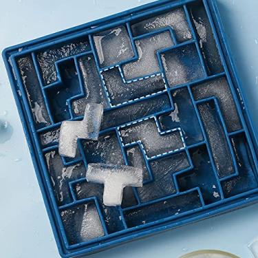 Imagem de COMFEELING Tetris Bandeja de gelo de silicone de liberação fácil para suco bebidas e bebidas e café