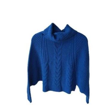 Imagem de Poncho Feminino Tricot Linha Mousse Manga Longa Inverno Frio-Feminino