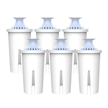 Imagem de AQUA CREST Filtro de água alcalina, destinado a jarras e dispensadores Brita®, todos os dias, UltraMax, Metro+, XL e mais, 2 meses, 6 unidades, água alcalina mineralizada, aumenta o pH da água