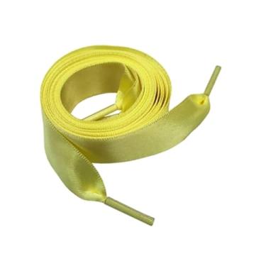 Imagem de Flat Satin Ribbon Shoelaces Laces For Sneaker Sport Shoes(Color:Yellow,Size:120cm)