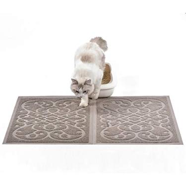 Imagem de PetLike 2 unidades de 76 x 45,7 cm tapete para caixa de areia para gatos, tapete grosso para armadilhas, durável, impermeável e lavável com suporte antiderrapante, macio nas patas de gatinho e fácil