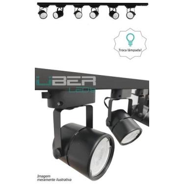 Imagem de Kit Trilho Eletrificado 1 M Preto 4 Spot Gu10 Led 7W 2700K - Delis