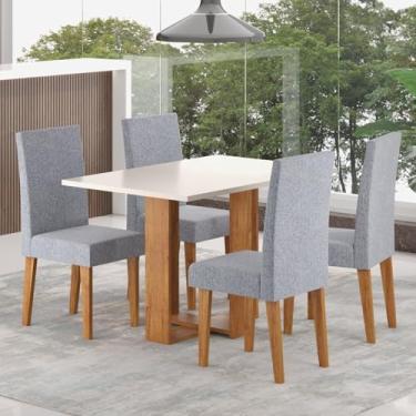 Imagem de Mesa de Jantar Retangular Romantic 120x80cm com 4 Cadeiras Venus Mel/Blonde/Inox