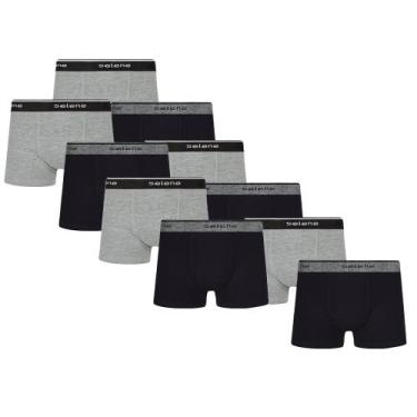 Imagem de 10 Cuecas Infantil Boxer Box De Algodão Para Meninos - Selene, Preto, 