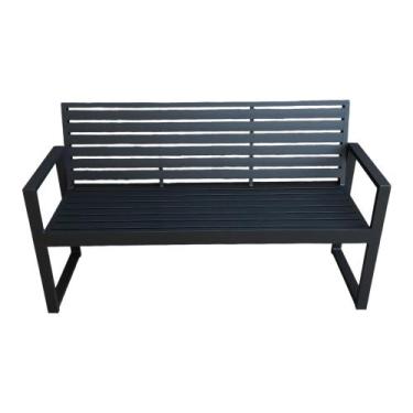 Imagem de Banco Ripado com Escosto em Alumínio 1.80M - FRANFER, PRETO