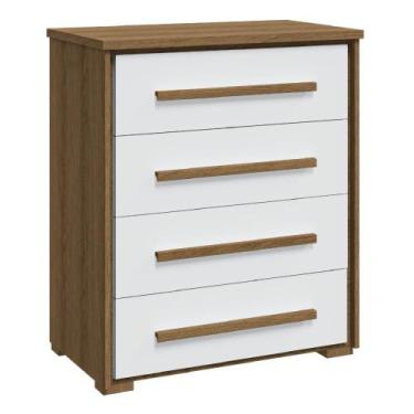 Imagem de Cômoda Grande com 4 Gavetas Angra Rimo - Móveis Rimo, Jequitibá/Branco