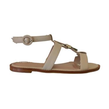 Imagem de Dian Patris, Sandália Feminina Rasteira em Couro Legítimo Off White Tiras Cor:Creme;Tamanho:38