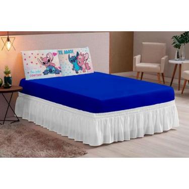 Imagem de Jogo De Lençol Queen 3 Peças Estampado Lillo Stitch - Theovitex, Azul