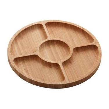 Imagem de Petisqueira Com 5 Divisórias De Bambu Round 25x25x1,6cm Lyor