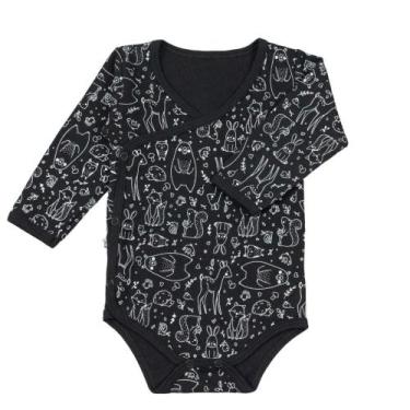 Imagem de Body de bebê kimono minimalista floresta preto - Era Uma Vez, 9-12M