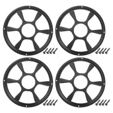 Imagem de ACROPIX Capa universal de grade de alto-falante de carro de 25,4 cm redonda caixa protetora de subwoofer de 25,4 cm com parafusos de montagem preto - pacote com 4