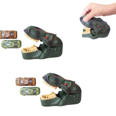 Imagem de Kit 02 Brinquedo Dinossauro Lança Carrinho Lançador de Carro Cabeça De Dino Verde Veículo Infantil Criativo Interativo Aventura Divertido Educativo Crianças Presente Dinâmico Velocidade Movimentação